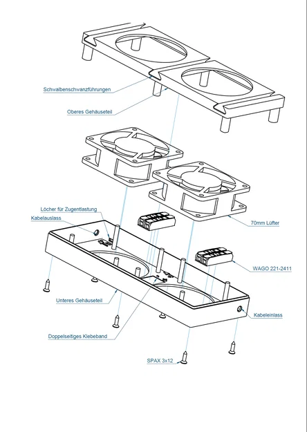 Bộ Quạt Tản Nhiệt Modular/Tăng Áp Sưởi Cho Bơm Nhiệt - Hệ Thống DIY 70mm - Image 2
