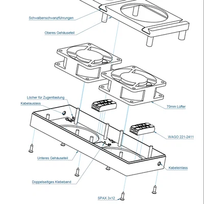Bộ Quạt Tản Nhiệt Modular/Tăng Áp Sưởi Cho Bơm Nhiệt - Hệ Thống DIY 70mm