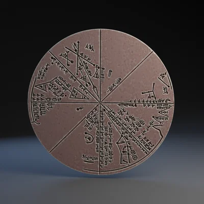 Mô hình 3D bản đồ sao cổ đại Nineveh Planisphere (K.8538) cực chi tiết