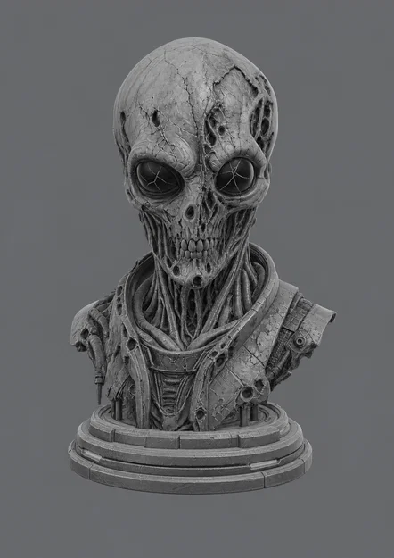 Tượng Bán Thân Undead Grey Alien Kinh Dị - Image 1