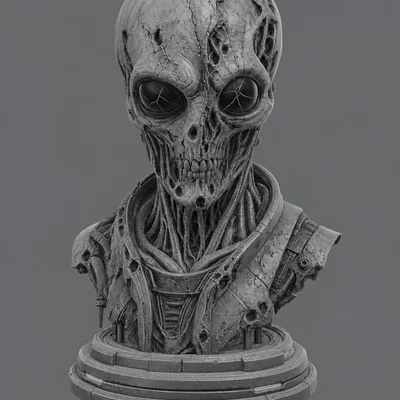 Tượng Bán Thân Undead Grey Alien Kinh Dị