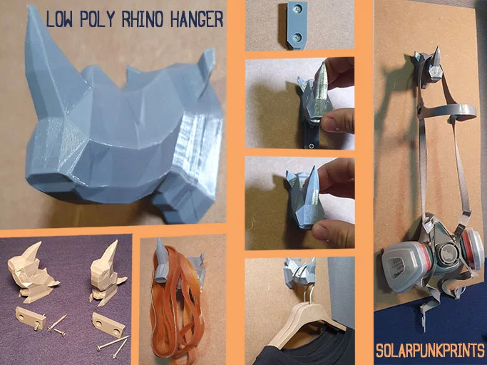 Móc treo tê giác Low Poly với ốc vít ẩn - Image 1