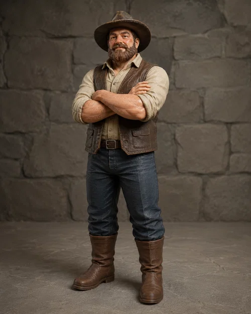 Mô hình Cowboy tự tin trang trí bàn làm việc - STL 3D - Image 1
