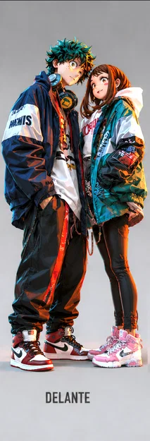 Mô hình 3D Izuku và Ochaco (My Hero Academia) phong cách Streetwear - Image 1