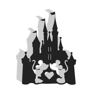 Mô hình trang trí tường Mickey và Minnie chủ đề lâu đài Disney độc đáo