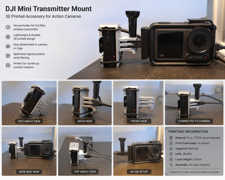 Ngàm Gắn Bộ Thu DJI Mic Cho Action Camera - Image 3