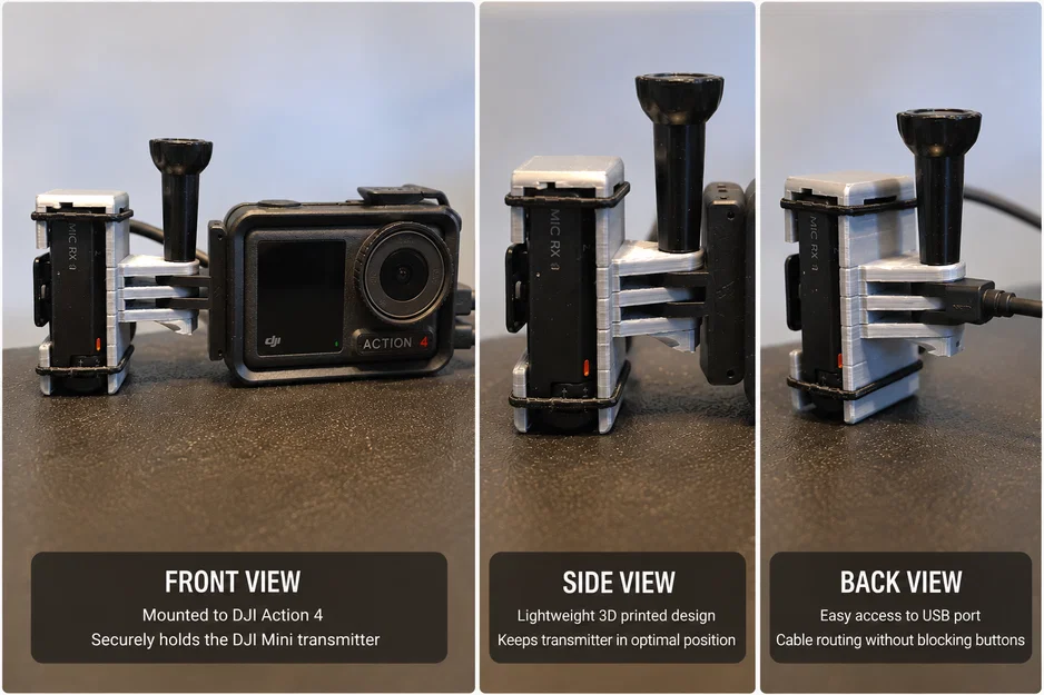 Ngàm Gắn Bộ Thu DJI Mic Cho Action Camera - Image 4