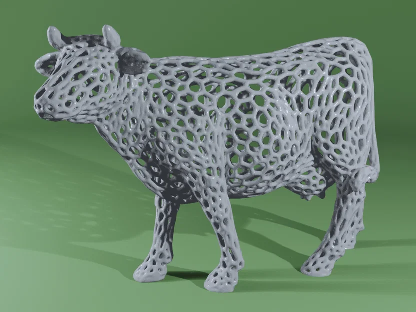 Mô hình chú bò Voronoi độc đáo - File in 3D trang trí đẹp mắt - Image 1