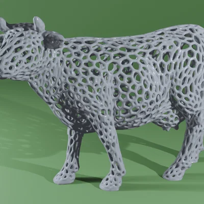 Mô hình chú bò Voronoi độc đáo - File in 3D trang trí đẹp mắt