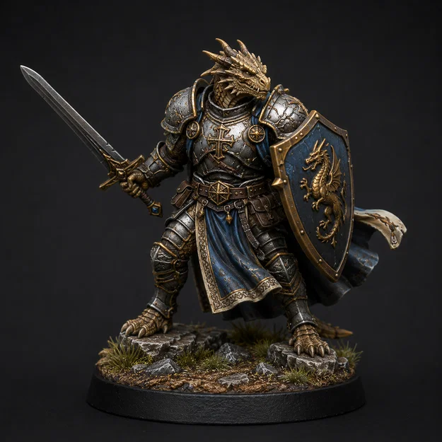Mô hình Dragonborn Paladin ấn tượng cho game DnD - Image 1