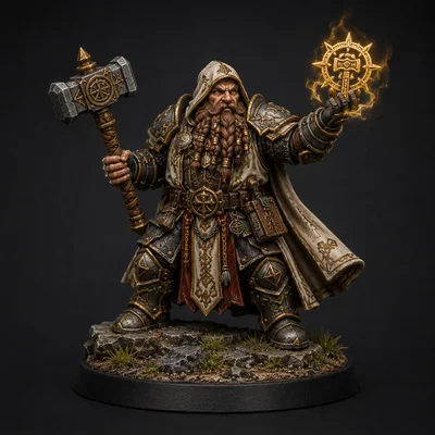 Mô hình Dwarf Cleric (Tu sĩ người lùn) cực chi tiết cho game DnD