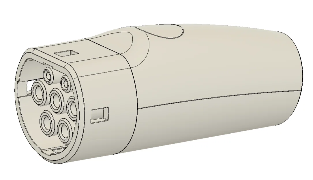 Bộ file 3D đầu chuyển đổi Tesla Type 2 sang Type 1 - Image 1