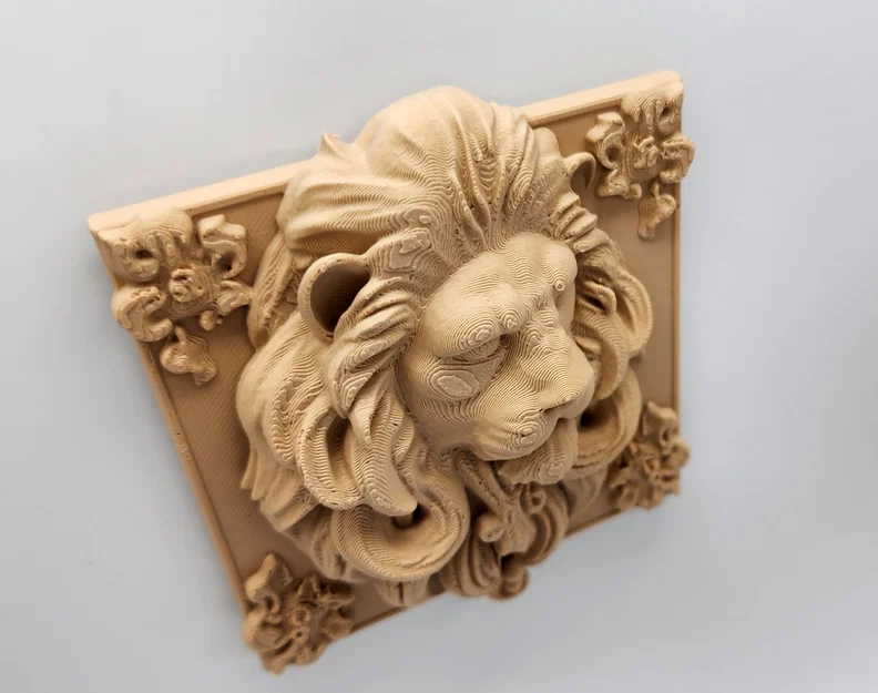 Tranh phù điêu đầu sư tử trang trí tường in 3D không cần support - Image 3