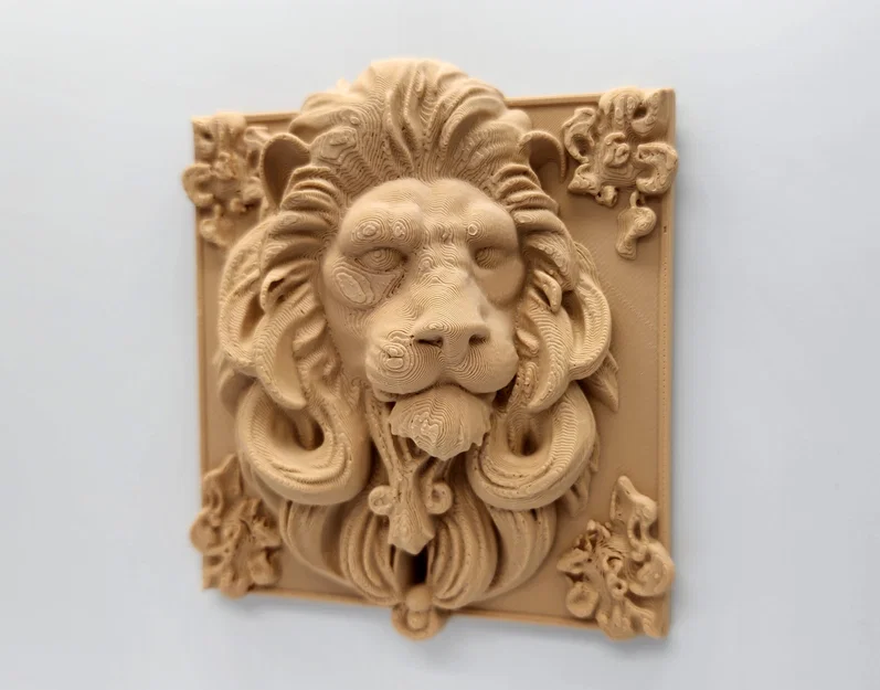 Tranh phù điêu đầu sư tử trang trí tường in 3D không cần support - Image 4
