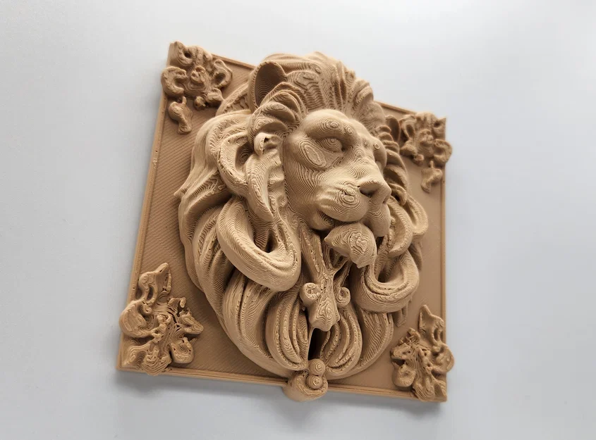 Tranh phù điêu đầu sư tử trang trí tường in 3D không cần support - Image 5
