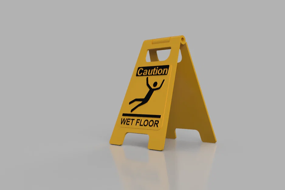 Biển báo sàn trơn trượt (Caution Wet Floor Sign) dễ in 3D - Image 1