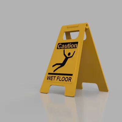 Biển báo sàn trơn trượt (Caution Wet Floor Sign) dễ in 3D