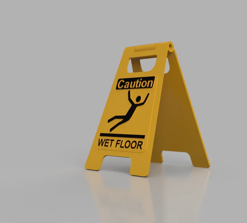 Biển báo sàn trơn trượt (Caution Wet Floor Sign) dễ in 3D
