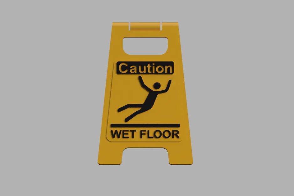 Biển báo sàn trơn trượt (Caution Wet Floor Sign) dễ in 3D - Image 2