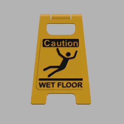 Biển báo sàn trơn trượt (Caution Wet Floor Sign) dễ in 3D