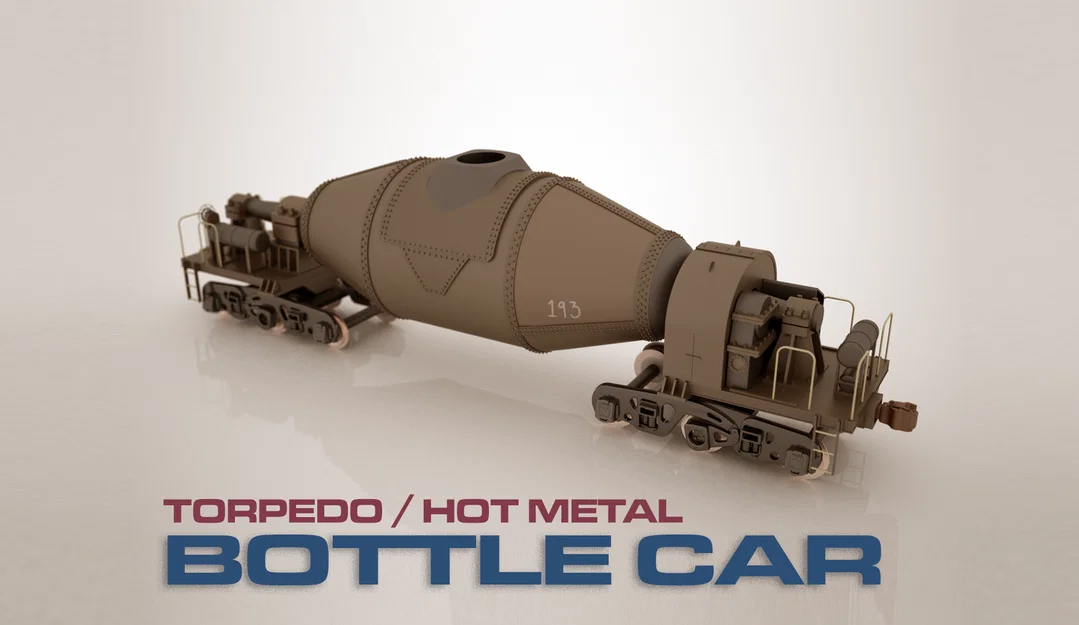 Mô hình 3D toa tàu chở kim loại nóng (Torpedo Car) tỉ lệ HO - Image 1