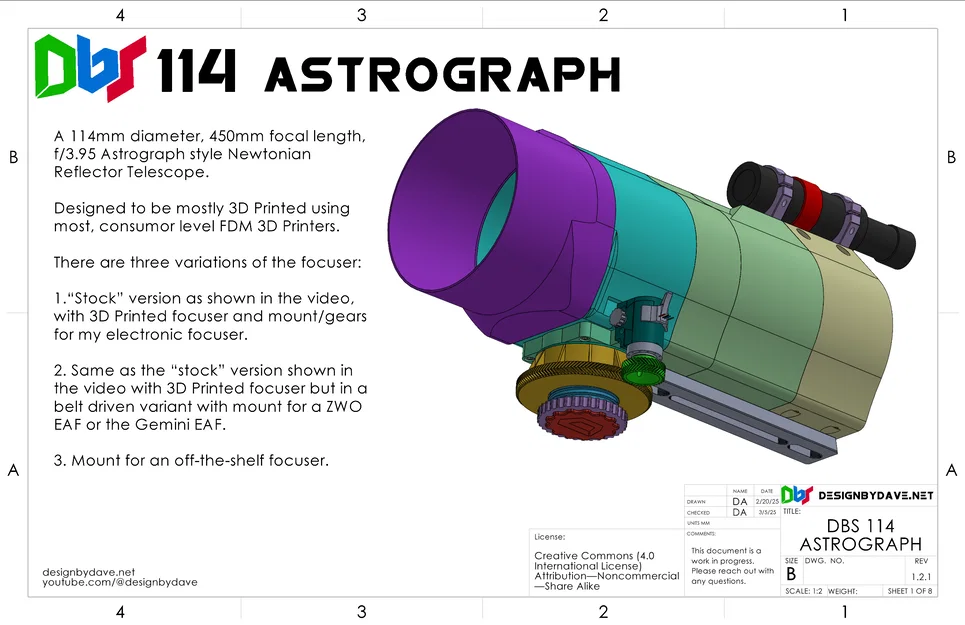 DBS 114 V2 Astrograph - Kính Thiên Văn Chụp Ảnh Thiên Văn In 3D - Image 14