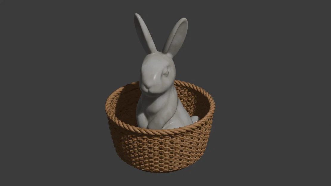 Mô hình 3D chú thỏ trong giỏ (BunnyBasket) đáng yêu trang trí bàn - Image 1