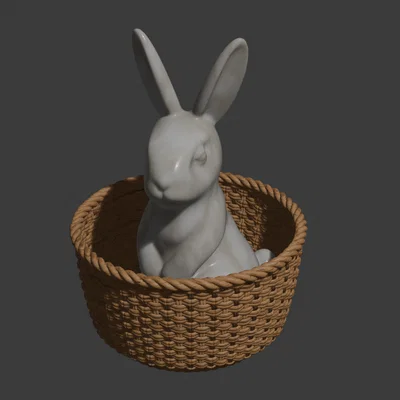 Mô hình 3D chú thỏ trong giỏ (BunnyBasket) đáng yêu trang trí bàn