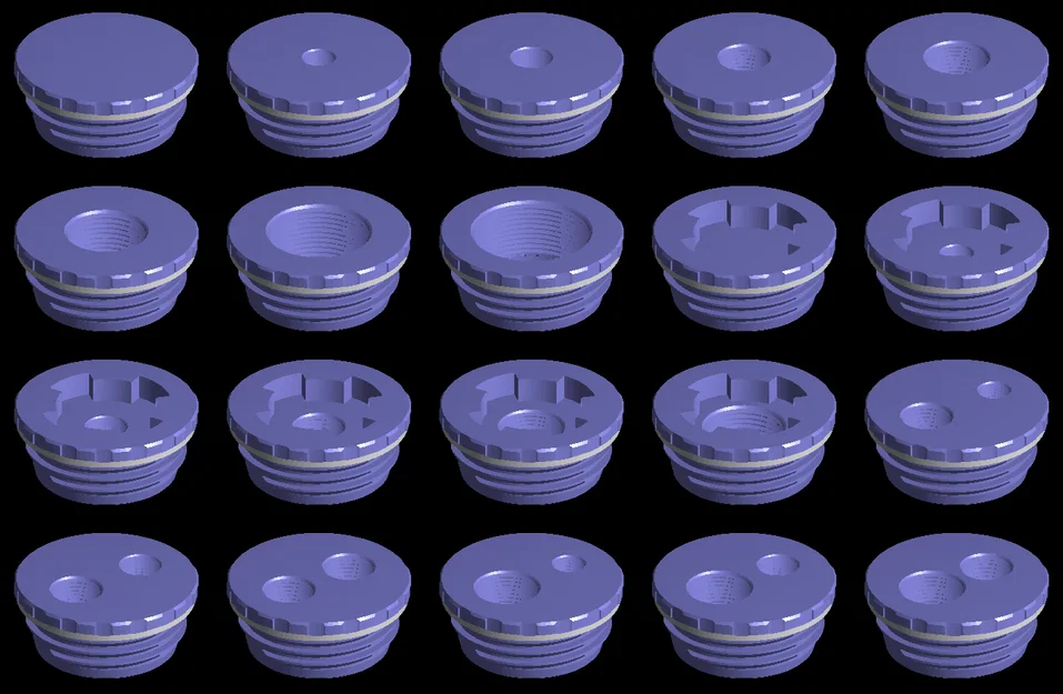 Nút bịt/Bộ chuyển đổi ren S64-5 cho thùng nhựa (SCAD + STL) - Image 2