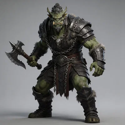 Mô hình Chiến binh Orc cầm rìu (Ork Warrior with Axe) - In 3D sắc nét