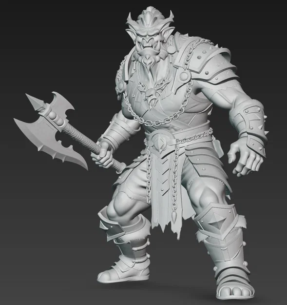 Mô hình Chiến binh Orc cầm rìu (Ork Warrior with Axe) - In 3D sắc nét - Image 2