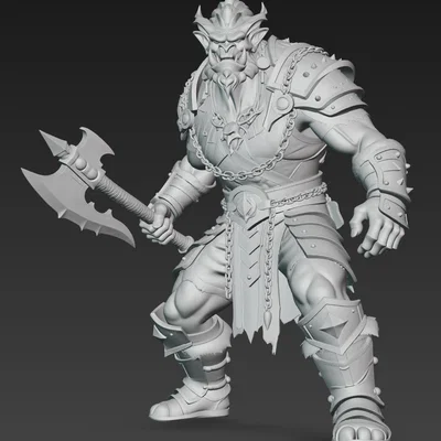 Mô hình Chiến binh Orc cầm rìu (Ork Warrior with Axe) - In 3D sắc nét