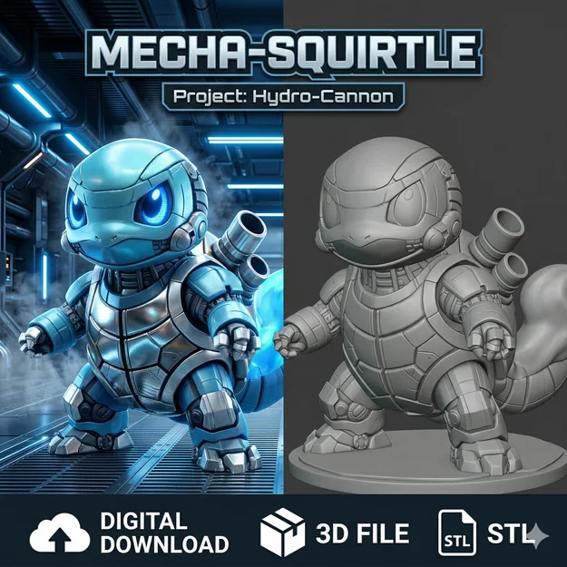 Mecha-Squirtle: Chiến binh rùa cơ khí công nghệ cao - Image 1