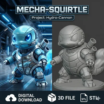 Mecha-Squirtle: Chiến binh rùa cơ khí công nghệ cao