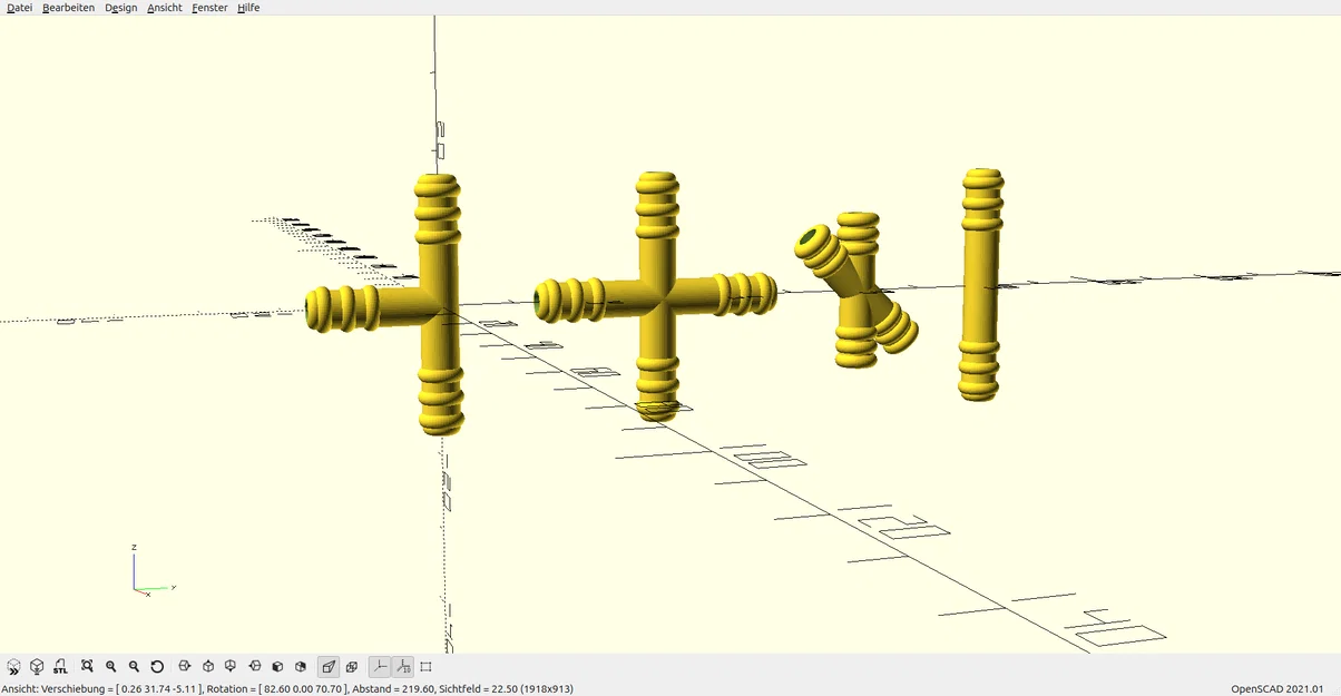 Khớp nối ống dẫn linh hoạt (Pipe Connector) tùy chỉnh OpenSCAD - Image 1