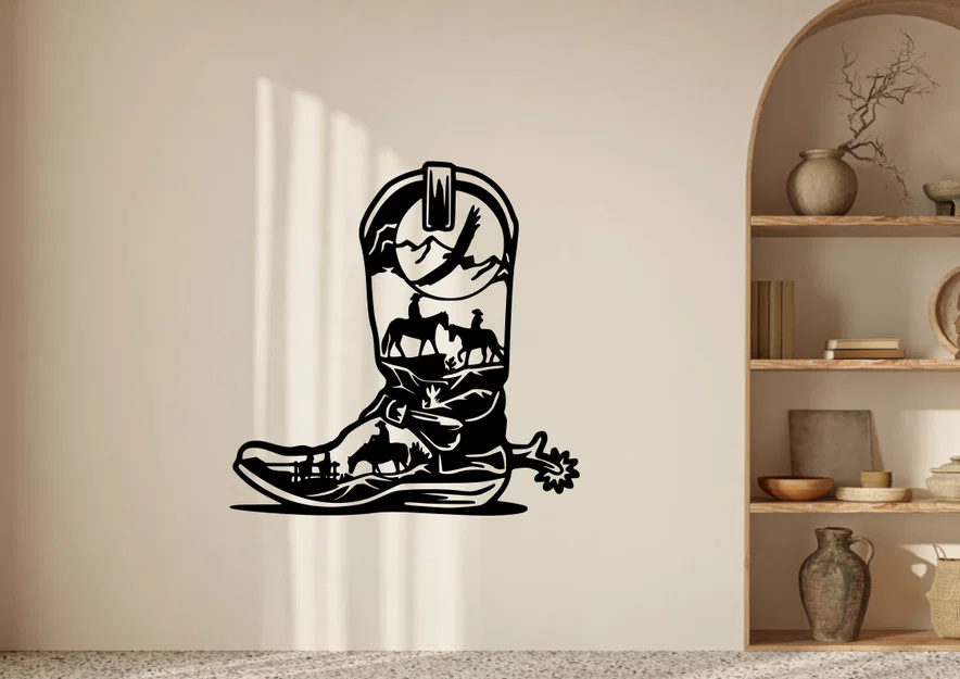 Tranh treo tường hình chiếc ủng cao bồi - Cowboy boot wall art - Image 1
