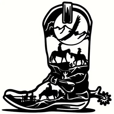 Tranh treo tường hình chiếc ủng cao bồi - Cowboy boot wall art