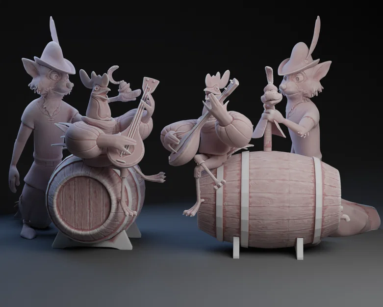 Mô hình 3D Disney Robin Hood: Robin Hood, Hiss và Alan-a-Dale - Image 1