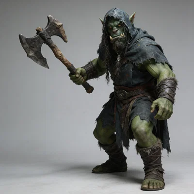 Mô hình chiến binh Ork cầm rìu 3D - Ork Warrior with Axe 4