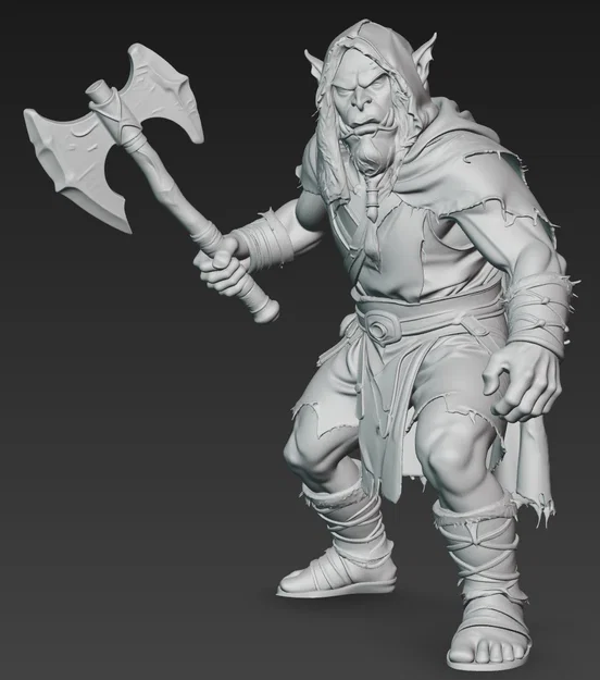 Mô hình chiến binh Ork cầm rìu 3D - Ork Warrior with Axe 4 - Image 2