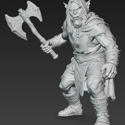 Mô hình chiến binh Ork cầm rìu 3D - Ork Warrior with Axe 4