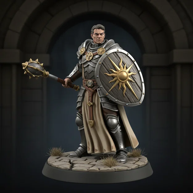 Mô hình Human Cleric Warrior – Hiệp sĩ Thánh 50mm - Image 2