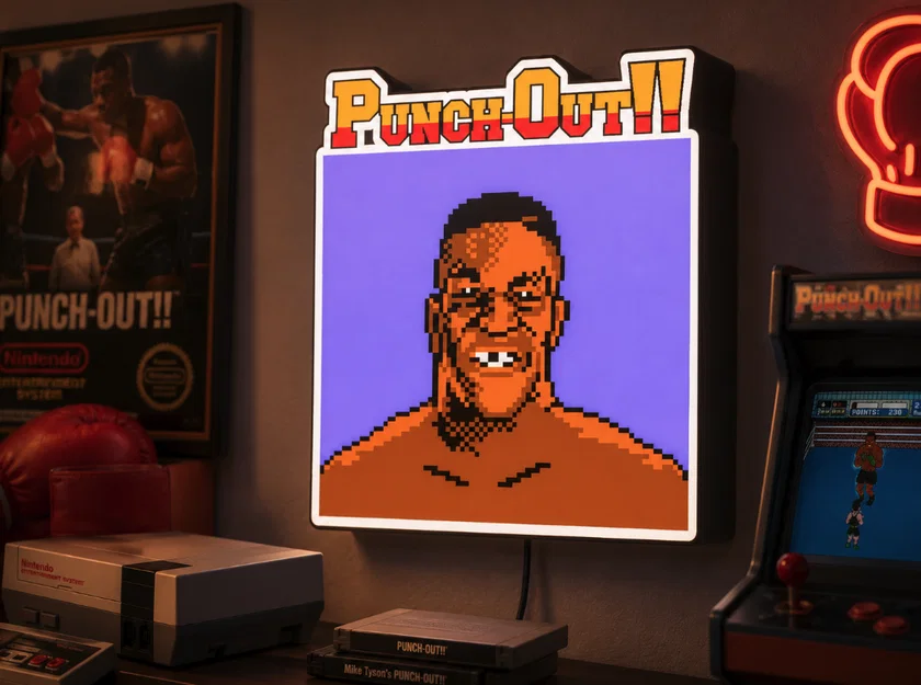 Hộp đèn LED Nintendo Mike Tyson Punch Out | File in 3D 3MF đa sắc - Image 1