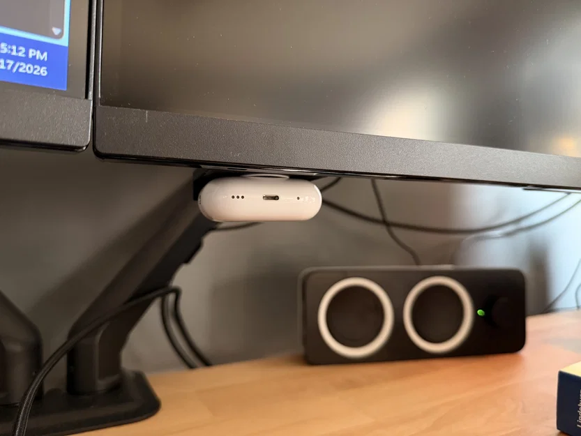 Giá đỡ sạc AirPods gắn dưới màn hình - Tối ưu bàn làm việc - Image 1