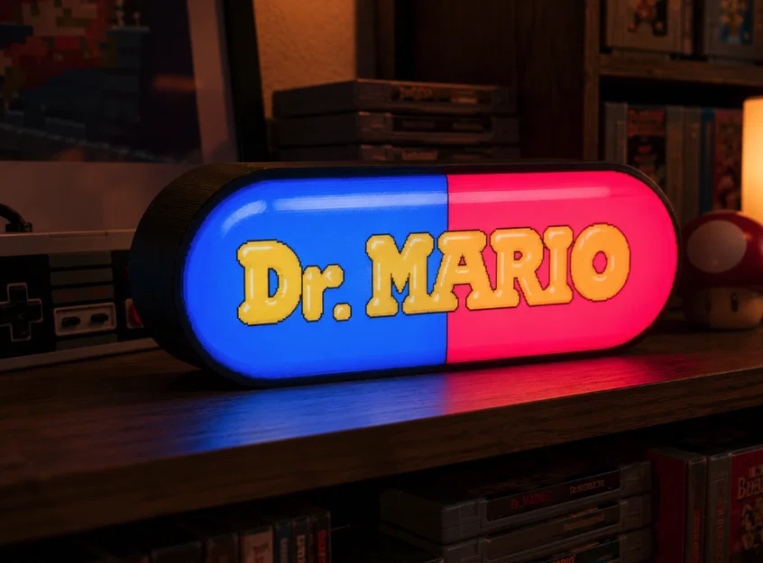 Hộp Đèn LED Dr Mario Nintendo | Mô hình in 3D đa màu 3MF - Image 1