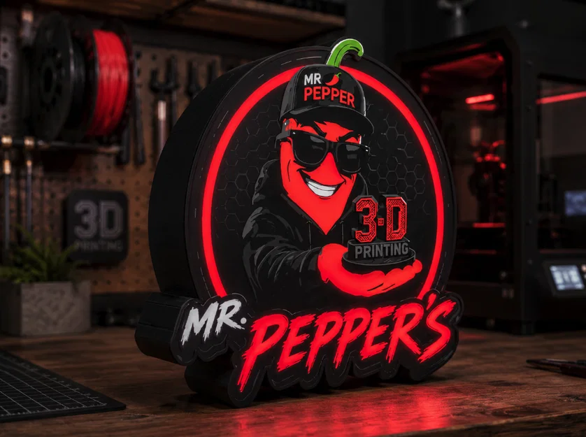 Hộp Đèn LED Mr Pepper | File 3MF Đa Sắc In 3D - Image 1