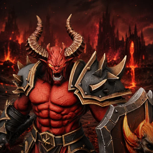 Vhorlath Realms – Demon – Hellgate Dreadguard (Mô hình 3D in STL Dark Fantasy) - Image 4