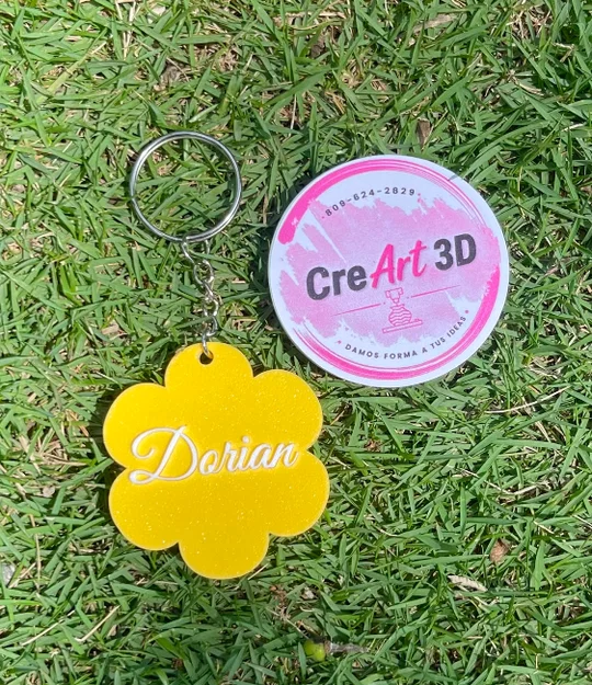 Móc khóa 3D hình hoa cá nhân hóa tên Dorian cực xinh - Image 1