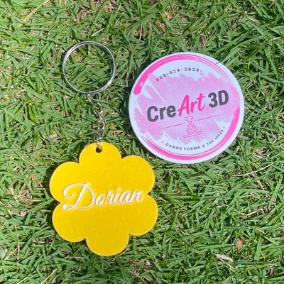 Móc khóa 3D hình hoa cá nhân hóa tên Dorian cực xinh