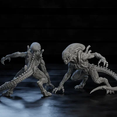 Mô hình 3D Xenomorph từ bìa game Arcade Xenophobe 1980